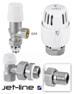 Комплект термостатических ОСЕВЫХ кранов 1/2 для подключения радиатора (RBM, Италия)